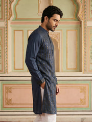 Modern Ethnic Silk Blend Kurta ( 65KO 5501Navy S ) [FF] [A-1-4]
