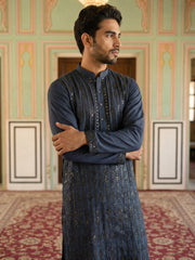 Modern Ethnic Silk Blend Kurta ( 65KO 5501Navy S ) [FF] [A-1-4]