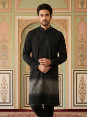 Japanese Cotton Blend Embroidered Kurta ( 65KO 5502Black S ) [FF] [L-4-5]