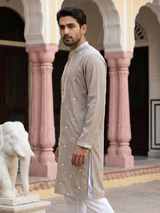 Men Japanese Imported Beige Embroidered Kurta ( 65KO 5504Beige )
