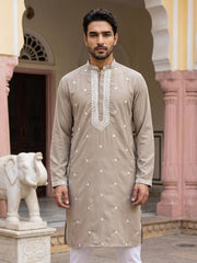 Men Japanese Imported Beige Embroidered Kurta ( 65KO 5504Beige )