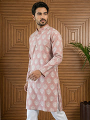 Men’s Cotton Blend Ethnic Printed Kurta ( 65KO 5510Peach ) [FF] [N-13]