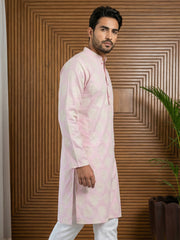 Men’s Cotton Blend Ethnic Printed Kurta ( 65KO 5510Pink ) [FF] [N-13]