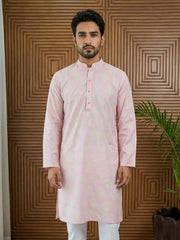 Men’s Cotton Blend Ethnic Printed Kurta ( 65KO 5510Pink ) [FF] [N-13]