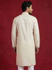 Men’s Cotton Blend Embroidered Festive Kurta ( 65KO 5511Cream ) [FF] [A-1-3]