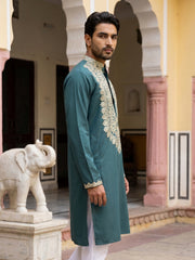 Ethnic Wear Cotton Blend Embroidered Kurta ( 65KO 5514Peacock )