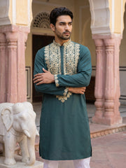 Ethnic Wear Cotton Blend Embroidered Kurta ( 65KO 5514Peacock )