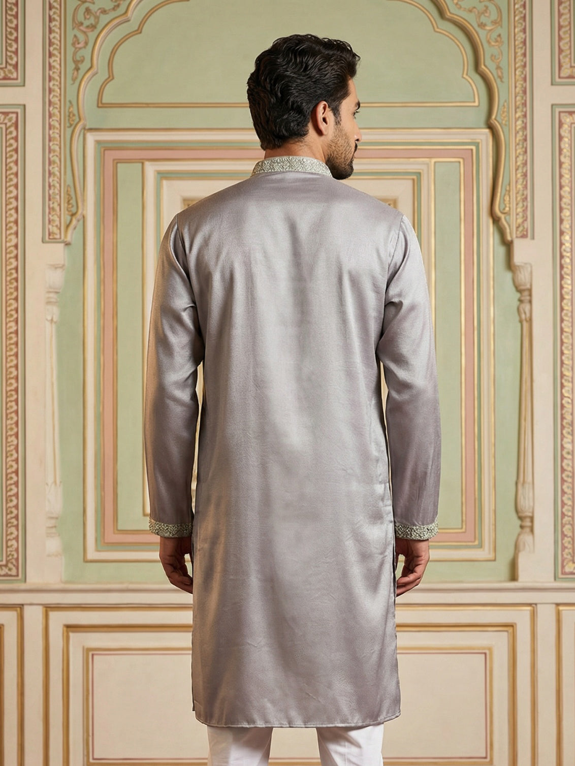 DesiQlo Men Embroidered Kurta Only - Purple - 65KO_5515Lavender_S