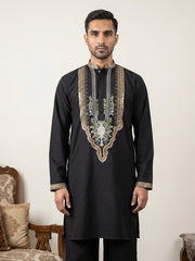 Black Cotton Blend Ethnic Embroidered Kurtas ( 65KO 5516Black )