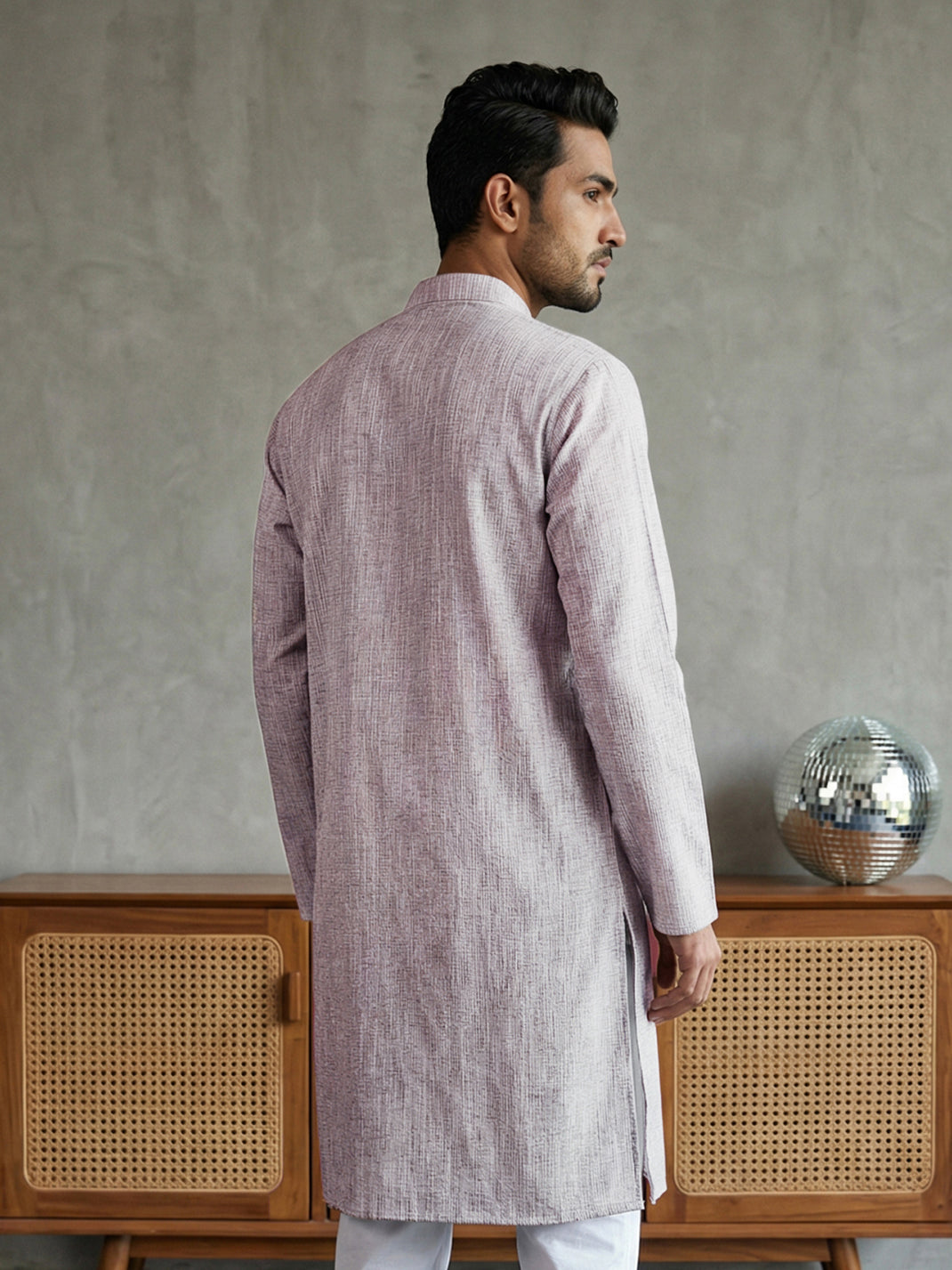 DesiQlo Men Woven Design Kurta Only - Purple