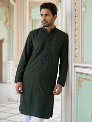 Japanese Embroidered Festive Kurta for Men ( 65KO 5519Olive ) [FF] [P-6]
