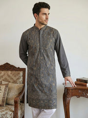 Japanese Embroidery Traditional Kurta ( 65KO 5520Grey ) [FF] [B-1-2]