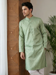 Woven Design Cotton Jacquard Kurta ( 65KO 5521Green ) [FF] [P-10]