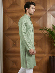Woven Design Cotton Jacquard Kurta ( 65KO 5521Green ) [FF] [P-10]