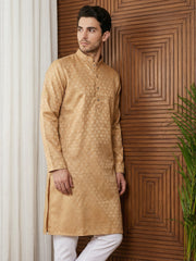 Woven Design Cotton Jacquard Kurta ( 65KO 5521Orange ) [FF] [P-10]