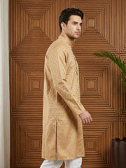 Woven Design Cotton Jacquard Kurta ( 65KO 5521Orange ) [FF] [P-10]