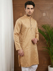 Woven Design Cotton Jacquard Kurta ( 65KO 5521Orange ) [FF] [P-10]