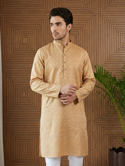 Woven Design Cotton Jacquard Kurta ( 65KO 5521Orange ) [FF] [P-10]