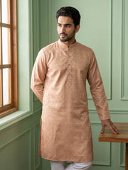 Woven Design Cotton Jacquard Kurta ( 65KO 5521Peach ) [FF] [P-10]