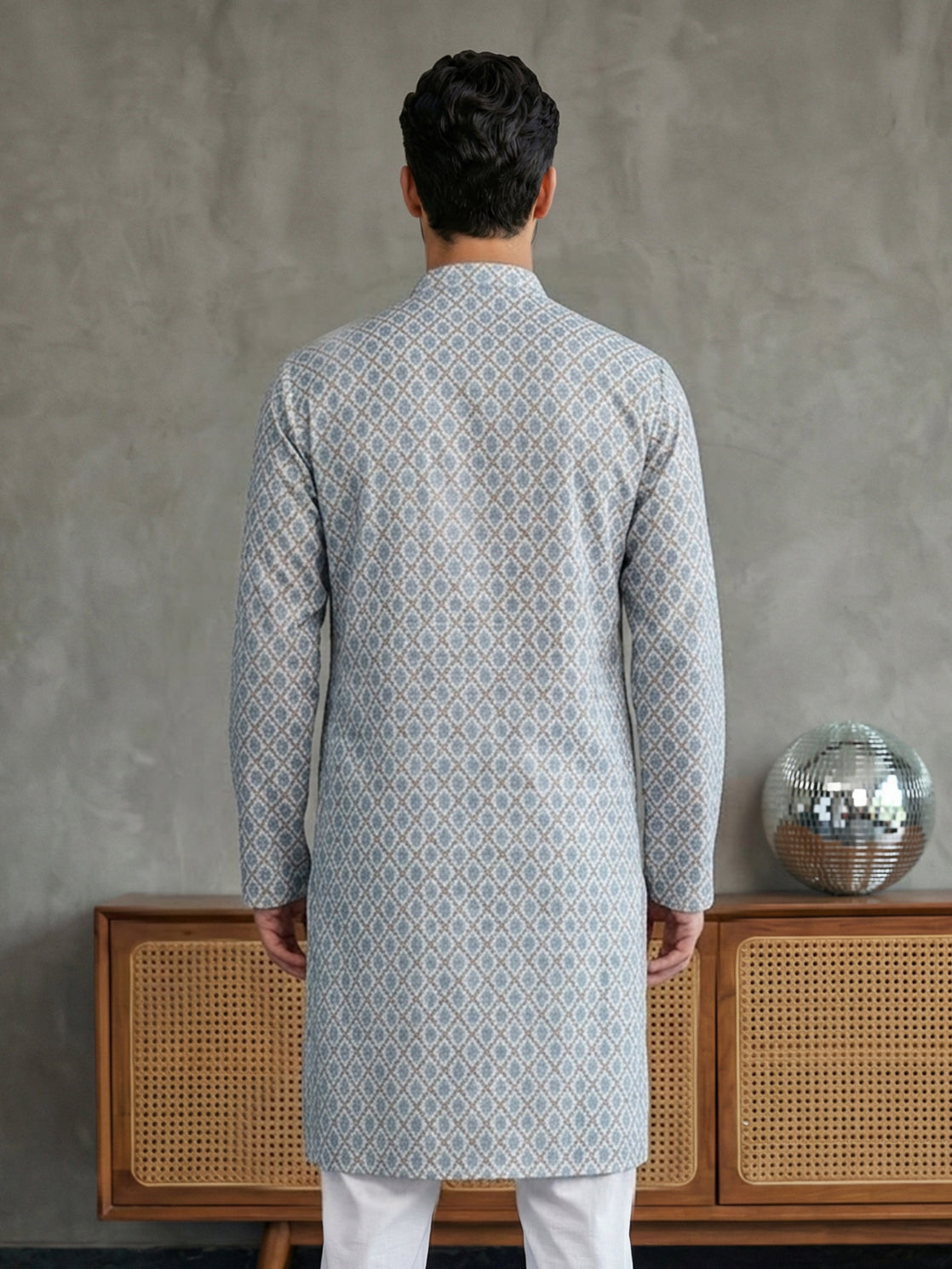 DesiQlo Men Printed Kurta Only - Blue - 65KO_5523Blue_S