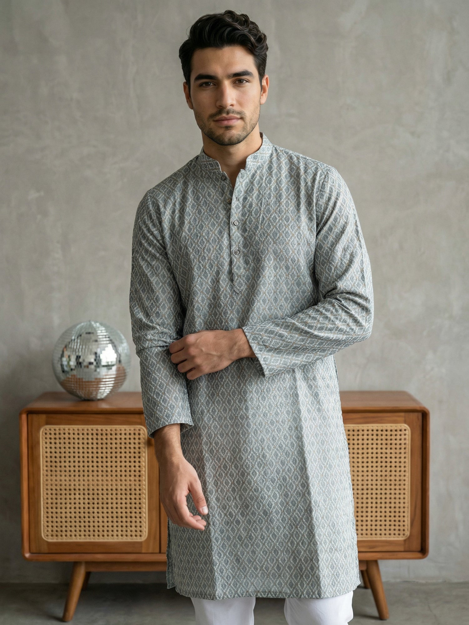 DesiQlo Men Printed Kurta Only - Blue - 65KO_5523Blue_S