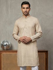 Foil Printed Cotton Blend Kurta ( 65KO 5523Peach ) [FF] [A-14]