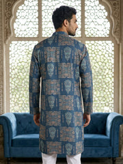Abstract Floral Printed Kurta ( 65KO 5524Blue ) [FF] [L-7]