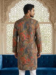 Paisley Printed Kurta ( 65KO 5524Brown ) [FF] [L-7]