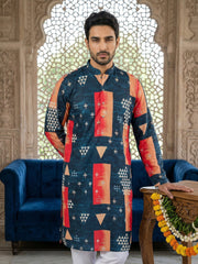 Geometric Printed Kurta ( 65KO 5524Navy ) [FF] [L-7]