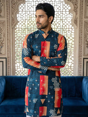 Geometric Printed Kurta ( 65KO 5524Navy ) [FF] [L-7]