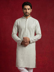 Ivory Sequins Embroidered Kurta ( 65KO 5526Cream ) [FF] [B-5]