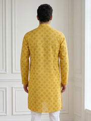 Men’s Printed Cotton Blend Kurta ( 65KO 5532Yellow ) [FF] [A-1-2-3-4]