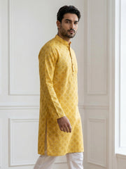 Men’s Printed Cotton Blend Kurta ( 65KO 5532Yellow ) [FF] [A-1-2-3-4]
