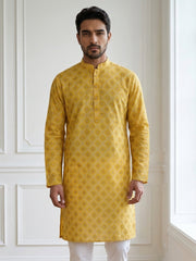 Men’s Printed Cotton Blend Kurta ( 65KO 5532Yellow ) [FF] [A-1-2-3-4]