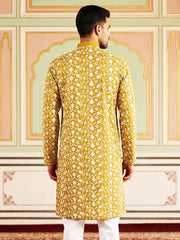Floral Embroidered Viscose Rayon Kurta ( 65KO 5533Mustard )