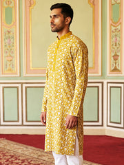 Floral Embroidered Viscose Rayon Kurta ( 65KO 5533Mustard )