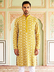 Floral Embroidered Viscose Rayon Kurta ( 65KO 5533Mustard )