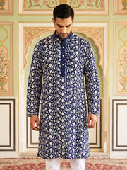 Floral Embroidered Viscose Rayon Kurta ( 65KO 5533Peacock )