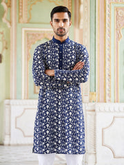 Floral Embroidered Viscose Rayon Kurta ( 65KO 5533Peacock )