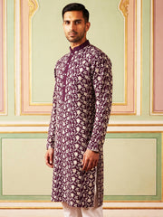 Floral Embroidered Viscose Rayon Kurta ( 65KO 5533Purple )