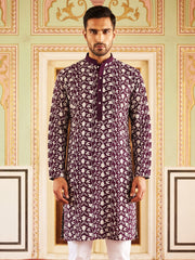 Floral Embroidered Viscose Rayon Kurta ( 65KO 5533Purple )