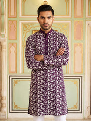 Floral Embroidered Viscose Rayon Kurta ( 65KO 5533Purple )