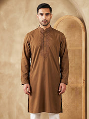 Men’s Imported Japanese Embroidered Kurta ( 65KO 5541Brown ) [FF] [N-7]