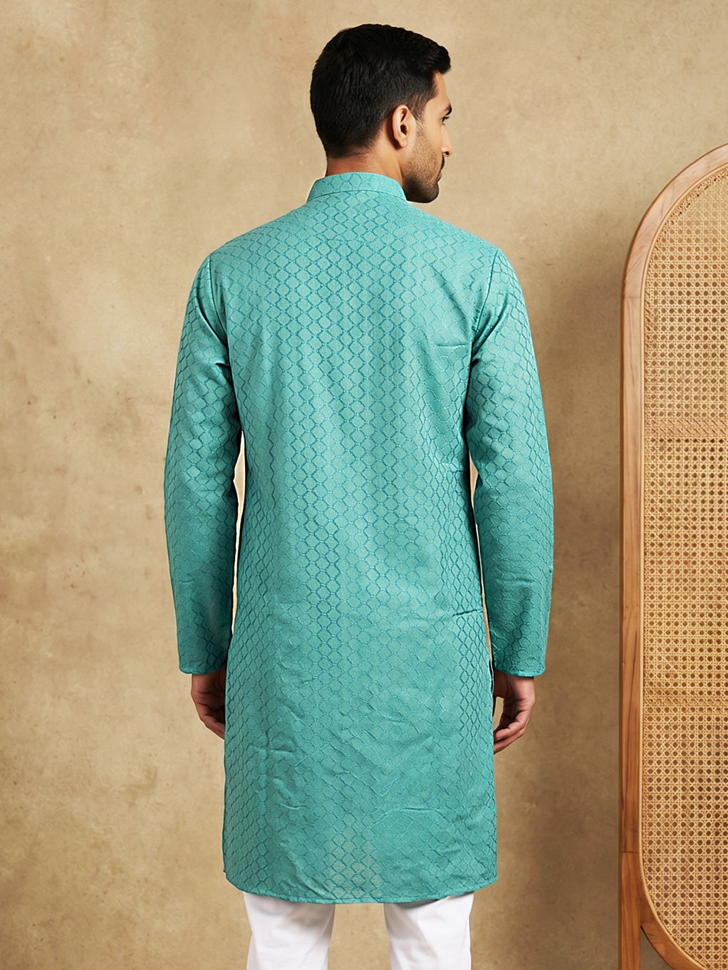 DesiQlo Men Woven Design Kurta Only - Blue