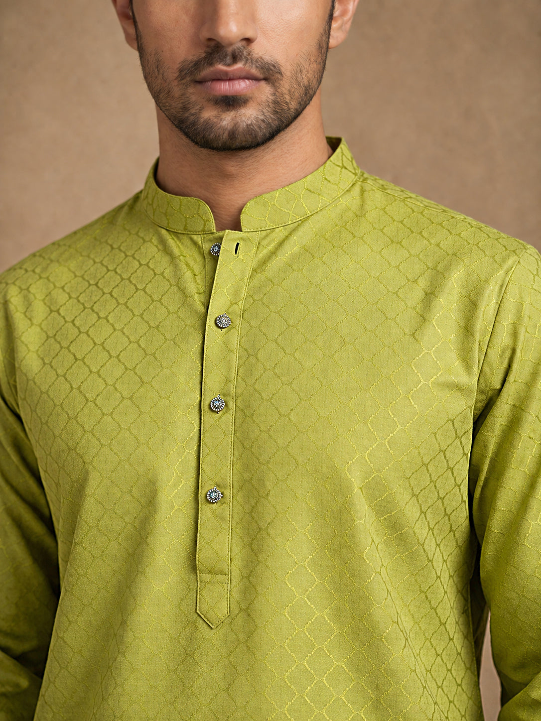 DesiQlo Men Woven Design Kurta Only - Green