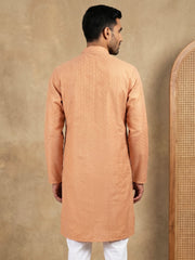 Men’s Cotton Blend Woven Design Kurta ( 65KO 5542Peach ) [FF] [S-2]