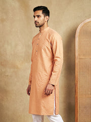 Men’s Cotton Blend Woven Design Kurta ( 65KO 5542Peach ) [FF] [S-2]