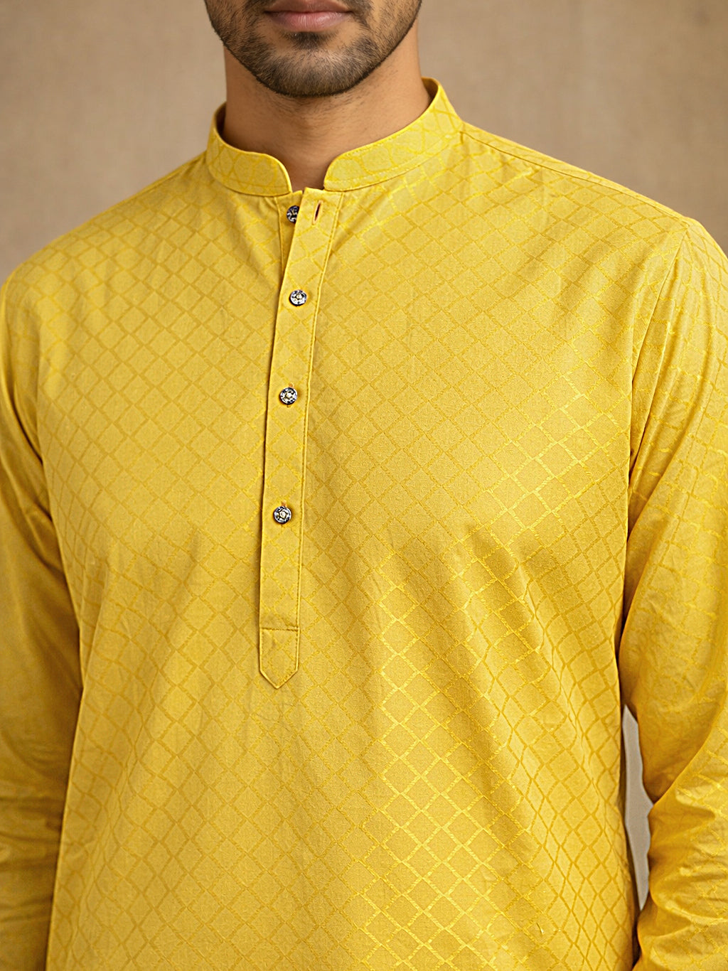 DesiQlo Men Woven Design Kurta Only - Yellow