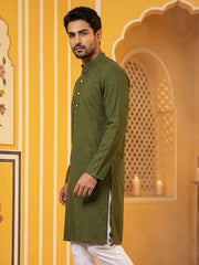 Men’s Silk Blend Thread Work Kurta ( 65KO 5543Olive ) [FF] [L-18]