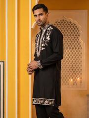 Premium Imported Japanese Embroidered Kurta ( 65KO 5544Black ) [FF] [B-3-5]